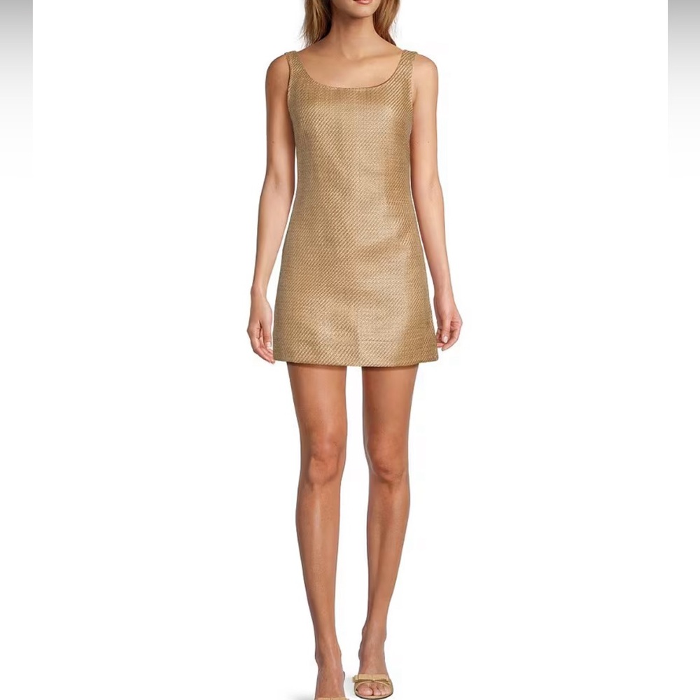 NWT x The Style Bungalow Manana Scoop Neck Raffia Sleeveless Mini Dress